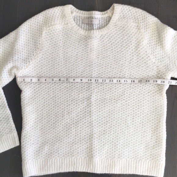 NWT LOFT Winter White Honeycomb Textured Knit Pullover Sweater, size Large ❤️ - Picture 9 of 11